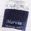 Personalized Baby Blanket with Name, Navy Plush & Cotton, Octopus Design, Embroidered, Warm & Winter-Ready, 75 x 100 cm view 4