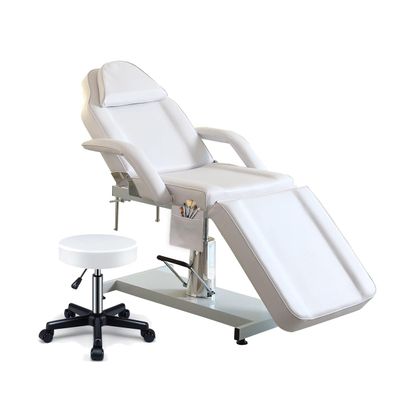 Hydraulic Swivel Beauty Massage Bed with Stool, 3-Section Adjustable