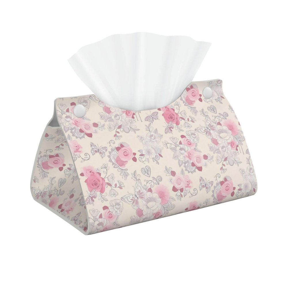 ZhaoYuGoods Rectangular Tissue Box Cover with Vintage Floral Print
