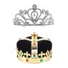 LEEMASING King Crown and Jeweled Queen Crown, for Birthday, Halloween, Cosplay, Party, Wedding, Prom, Quinceañera Pageant, 2 Pieces (Black) view 1