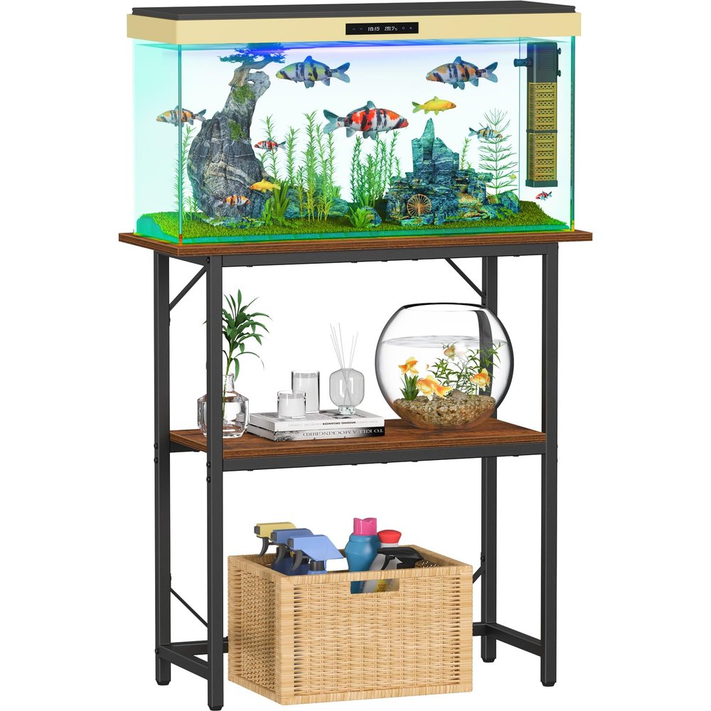 Snughome 2-Tier Aquarium Stand, Rustic Brown