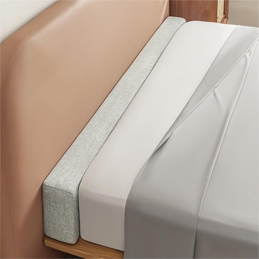 Bed/Wall/Headboard/Mattress Gap Filler, 100/120/140/160/180/200 cm, High-Density Foam Bed Bridge Bolster, Light Gray, 160 x 10 x 10 cm