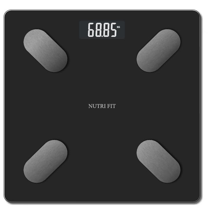 NUTRI FIT Smart Digital Bathroom Scale with Bluetooth, 26 x 26 cm, Black