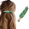 JAKAWIN Hair Barrette with Leaf Crystals and Rhinestones, Vintage Style, Sparkly, for Women (1 Green) view 1