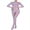 RUNQHUI Women's Shiny Full-Body Stretch Bodystocking, Purple, 3XL view 1