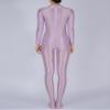 RUNQHUI Women's Shiny Full-Body Stretch Bodystocking, Purple, 3XL view 3