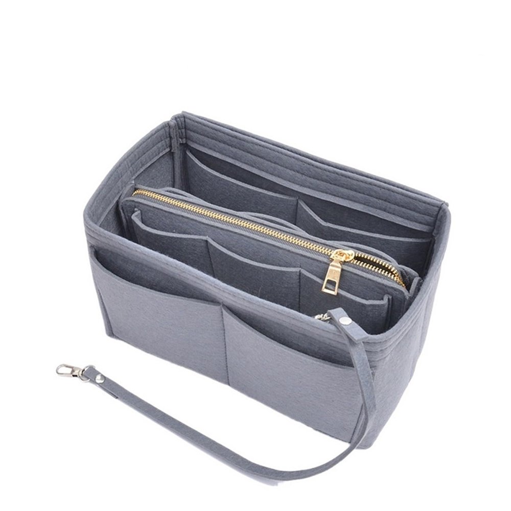 LYHYDMA Handbag Insert Makeup Organizer, Gray XL