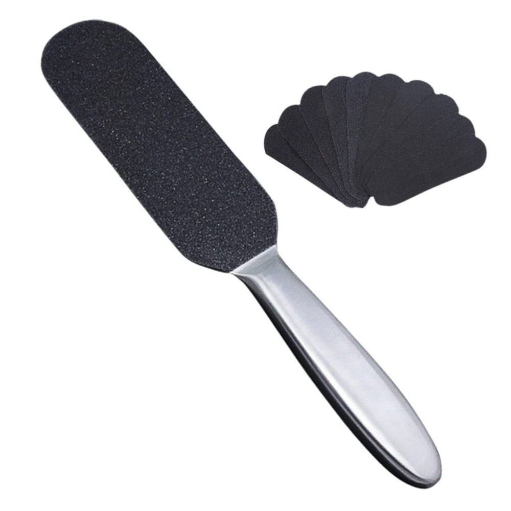 Healvian Stainless Steel Callus Rasp with Ergonomic Handle, 10 Replacement Sanding Sheets