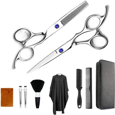 ZXPGHUJSHB 10-Piece Professional Hair Cutting Scissors Set, Blue