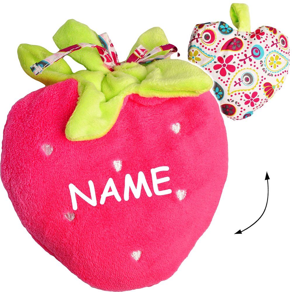 alles-meine.de GmbH Strawberry Cherry Pit Pillow/Plush Toy with Custom Name, 22 cm