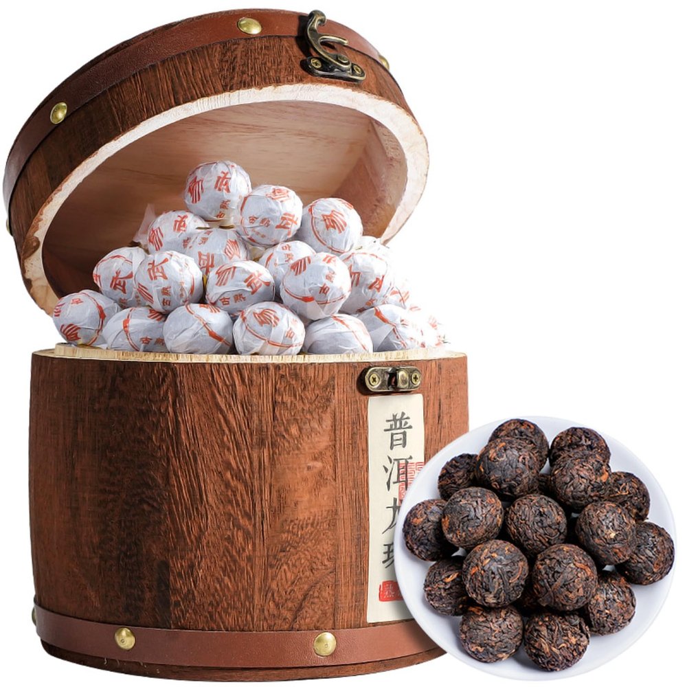 Yunnan Yiwu Aged-Tree Ripe Pu'er Dragon Pearl Tea, 500 g (17.64 oz)