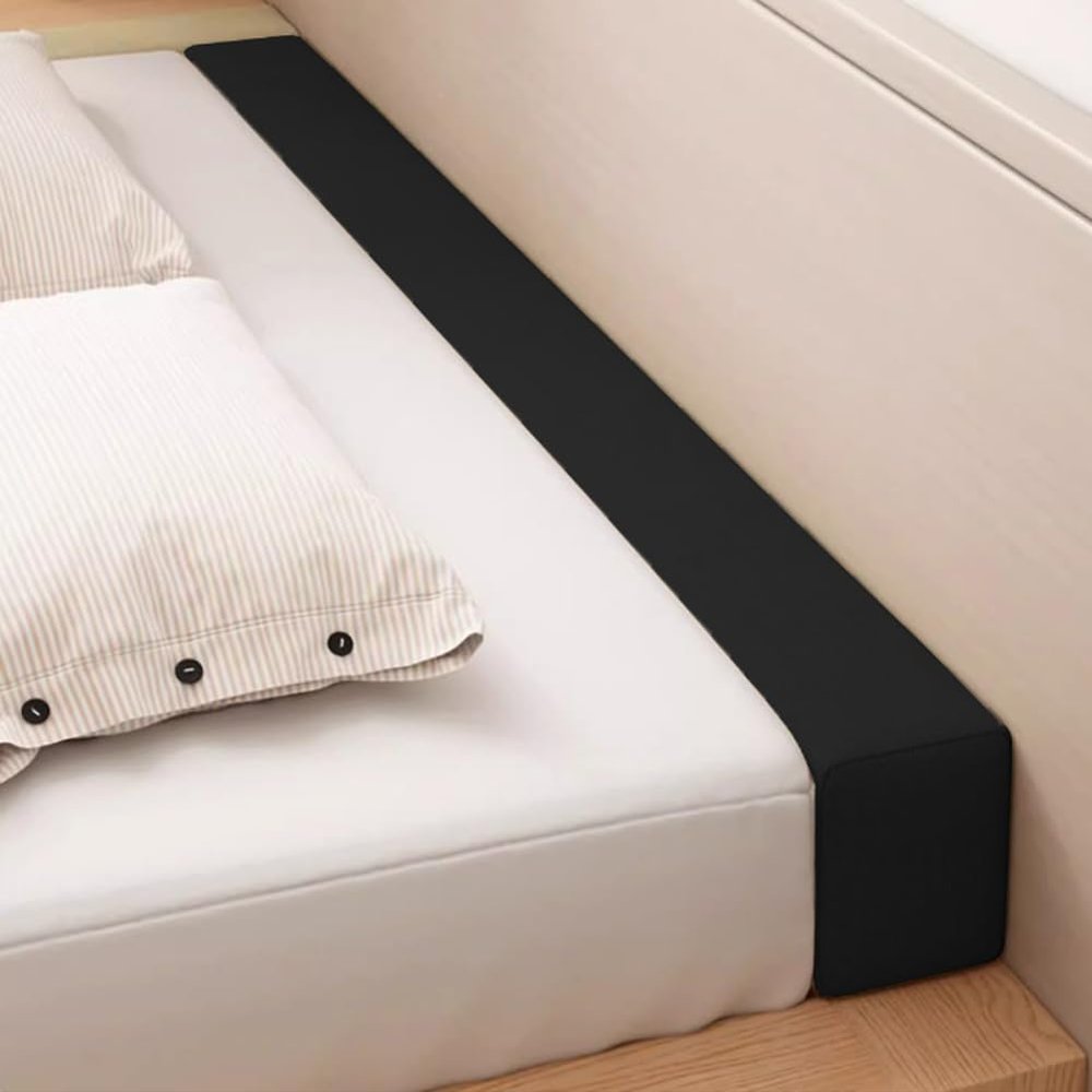Bed Gap Filler, Headboard Wedge Pillow, 120/140/160/180/200 cm, Black, 120 x 20 x 20 cm