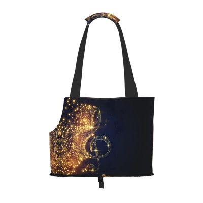 Gold Music Note Dog Carrier with Falling Shiny Star Print