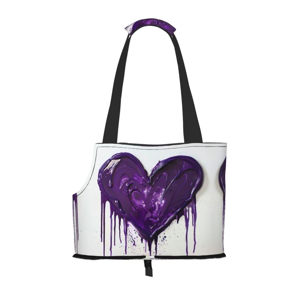 Pet Carrier for Small Dogs, Cats and Rabbits, "Love" Print, Purple
