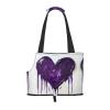 Pet Carrier for Small Dogs, Cats and Rabbits, "Love" Print, Purple view 1
