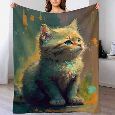 Premium Home Blanket - Cat Flannel Throw, Extra-Soft Four-Season Blanket, 140 x 180 cm