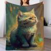 Premium Home Blanket - Cat Flannel Throw, Extra-Soft Four-Season Blanket, 140 x 180 cm view 1