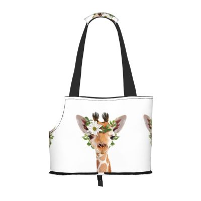 Giraffe-Pattern Pet Carrier for Small Dogs, Cats, and Rabbits