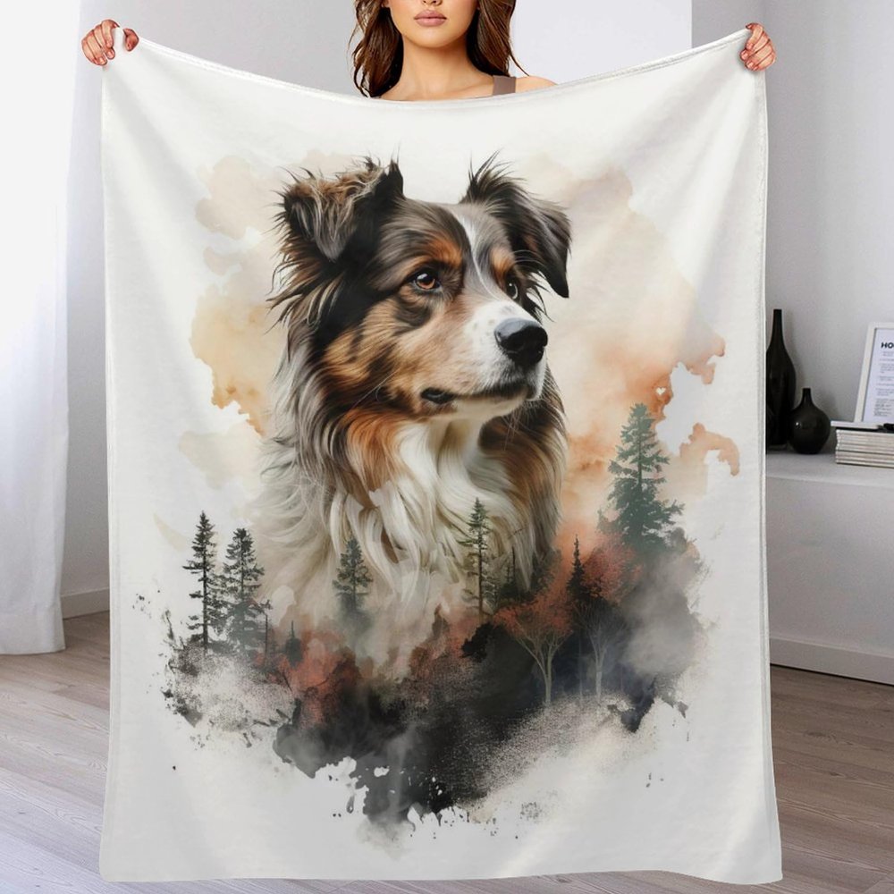 Cute Dog Flannel Throw Blanket, Soft Indoor & Outdoor Blanket, 100 × 130 cm