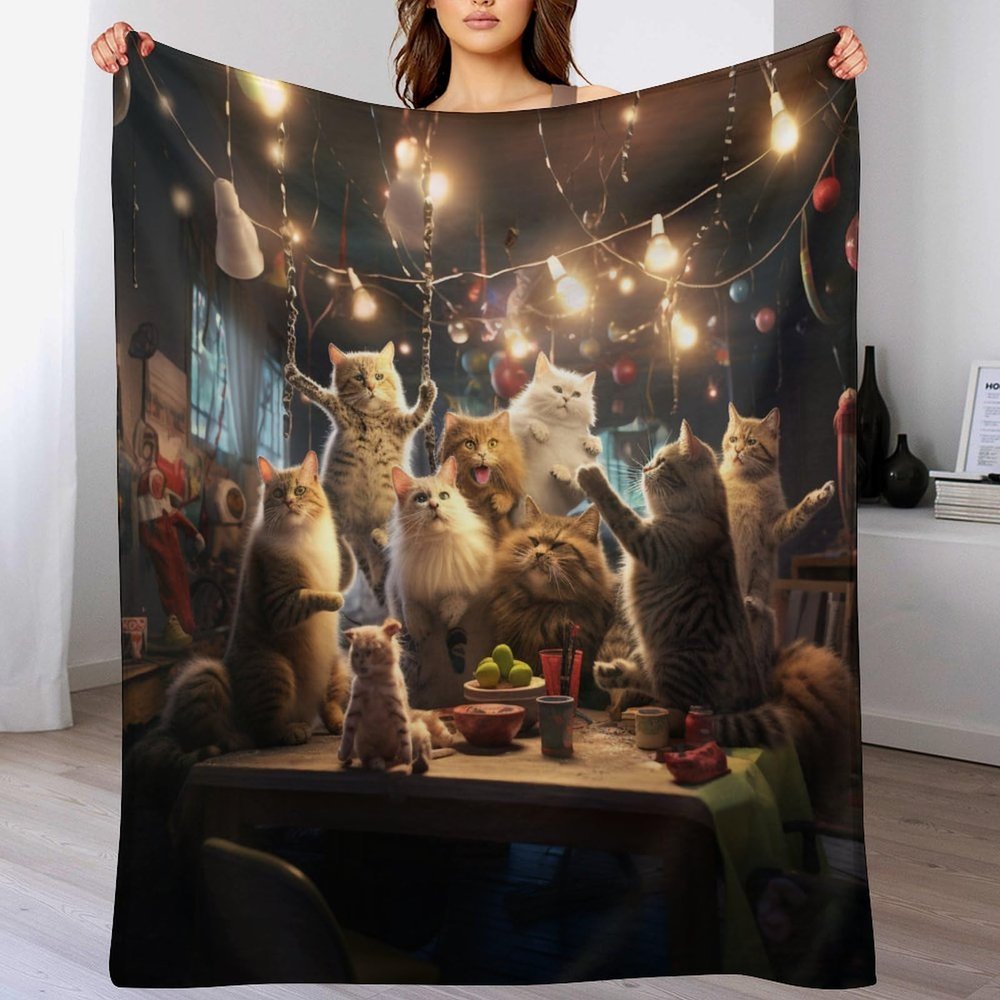 Cute Cat Thick Soft Warm Flannel-Fleece Blanket 3D Design