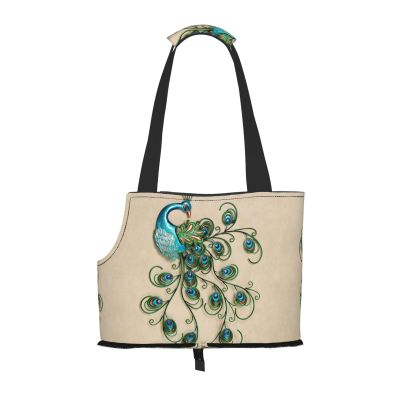 Peacock Pattern Carrier Bag for Small Dogs, Cats, and Rabbits