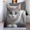 Cute Cat Fleece Blanket, Thick, Warm and Soft, 3D Pattern, 130 × 180 cm view 1