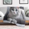 Cute Cat Fleece Blanket, Thick, Warm and Soft, 3D Pattern, 130 × 180 cm view 2