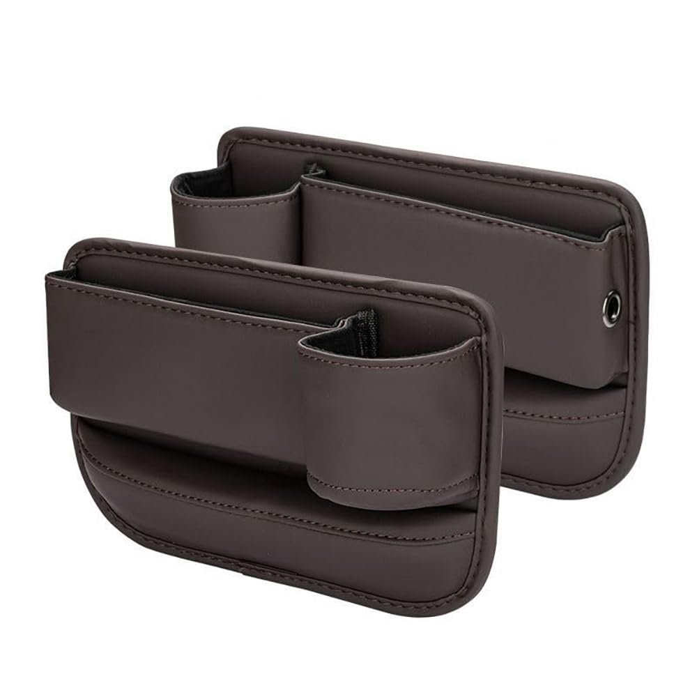 LYHH Leather Car Seat Gap Organizer with USB Port, Brown-LR