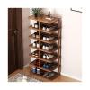 Multi-Tier Shoe Storage Organizer, Narrow Vertical Rack for 8–14 Pairs, Brown/White view 1