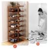 Multi-Tier Shoe Storage Organizer, Narrow Vertical Rack for 8–14 Pairs, Brown/White view 3