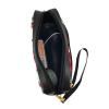 Ukrainian PU Leather Makeup Bag with Rose Print, Wrist Strap, Black, One Size view 4