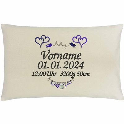 Personalized Baby Pillow with Name and Filling, Beige, 40 x 60 cm