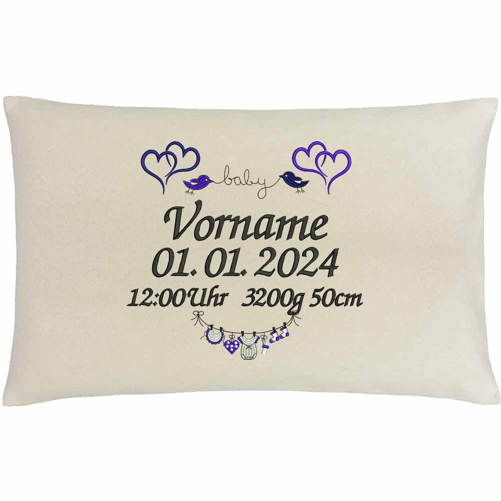 Personalized Baby Pillow with Name and Filling, Beige, 40 x 60 cm
