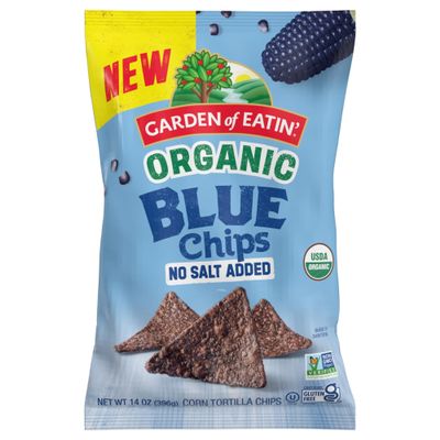 Garden of Eatin' Organic Blue Corn Tortilla Chips, No Salt, 400 ml