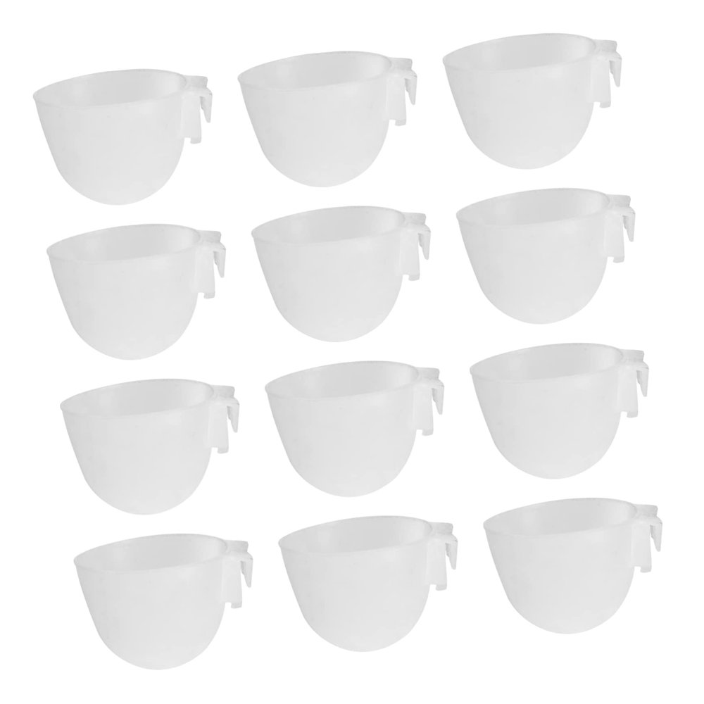 Happyyami 20-Pack Bird and Pigeon Water Cups, White Plastic