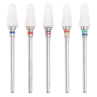 5-Piece Ceramic Nail Drill Bits, Silver, for Pedicure and Manicure