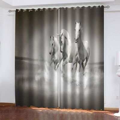 BOVZOX Blackout Curtains, 2 Panels, 46.1" W x 54.3" L, Horse Design