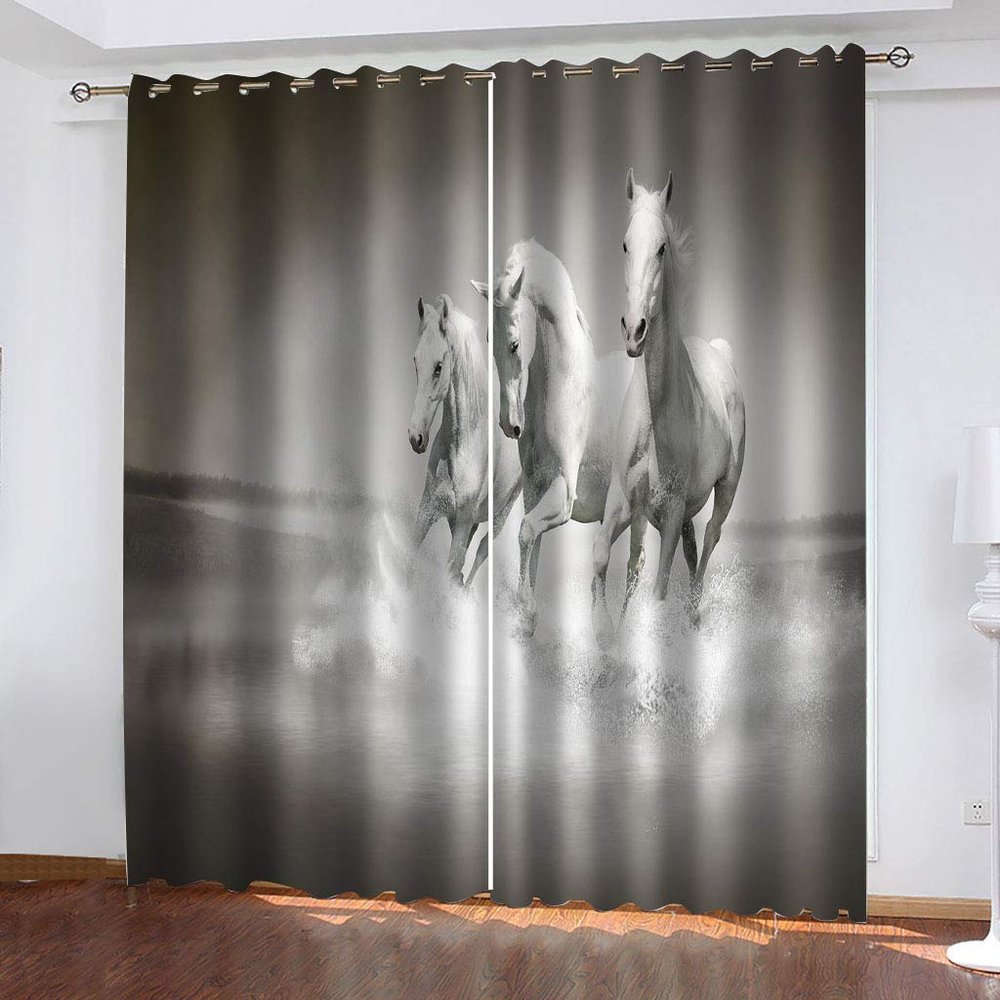 BOVZOX Blackout Curtains, 2 Panels, 46.1" W x 54.3" L, Horse Design