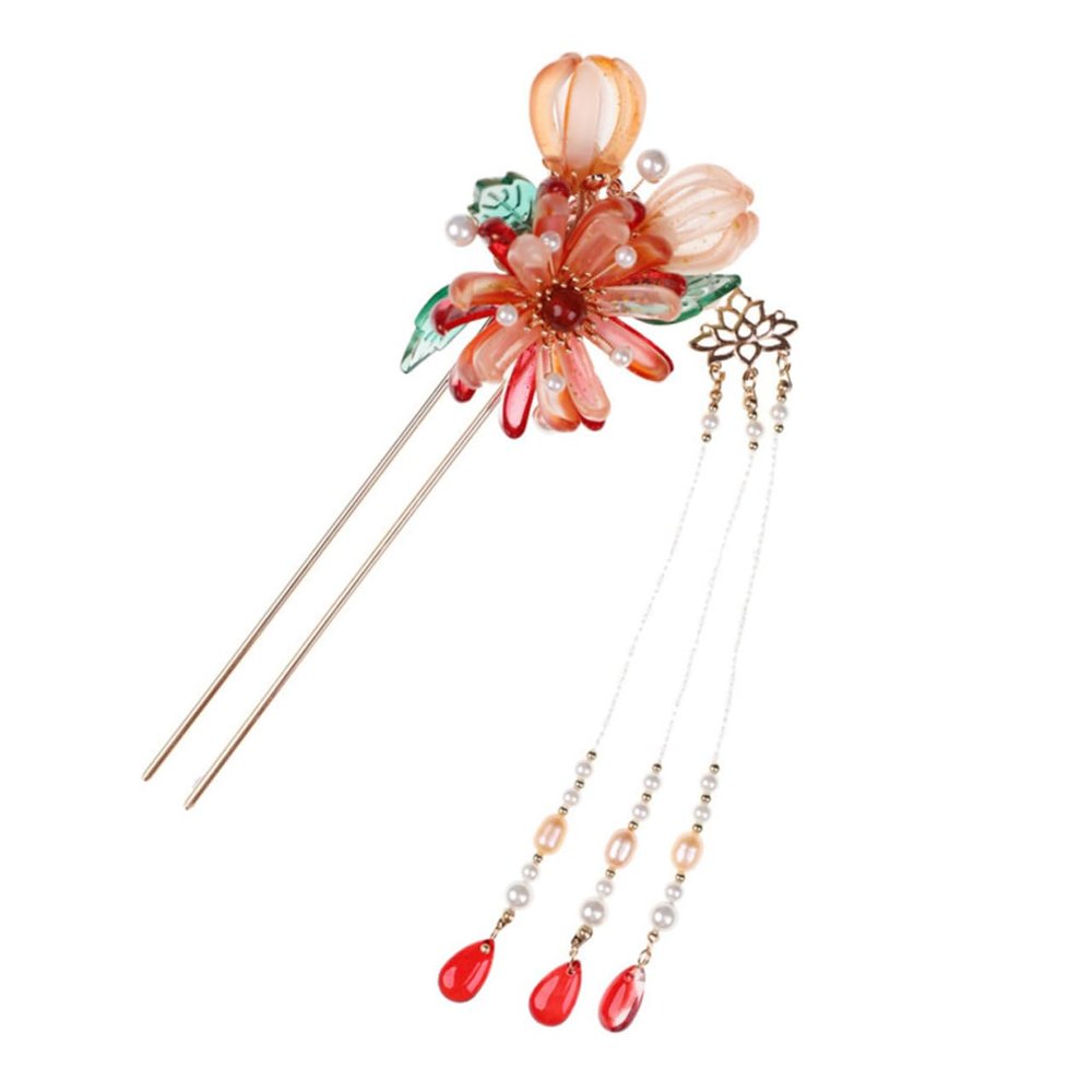 AUTSUPPL Pearl and Flower Hair Stick for Buns