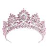 Nvzi Bridal Wedding Tiara Crystal Rhinestone Headband for the Bride (Dark Pink) D03 view 1