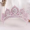 Nvzi Bridal Wedding Tiara Crystal Rhinestone Headband for the Bride (Dark Pink) D03 view 3