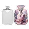 Floral Hot Water Bottle with Soft Cover, for Hot and Cold Compresses, 2 L, Pink view 2