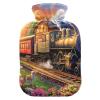 Mountain Train Adventure Green Hot Water Bottle with Soft Cover, 1 Liter view 1