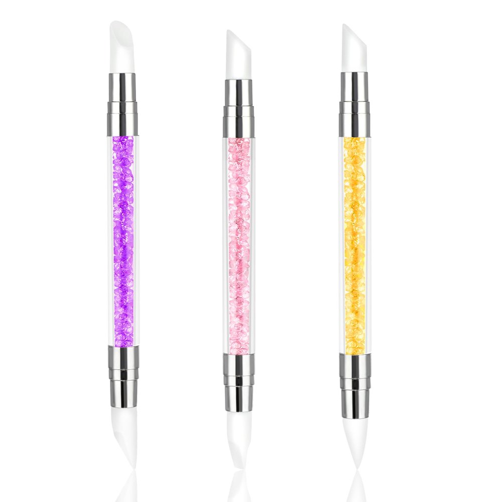 3-Piece Silicone Nail Art Brush Set, Double-Ended Sculpting Tools