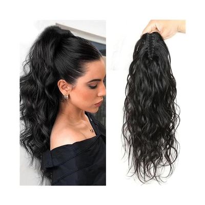 20,371,1 cm Body Wave Clip-In Ponytail Hairpiece, Human Hair, Natural Black