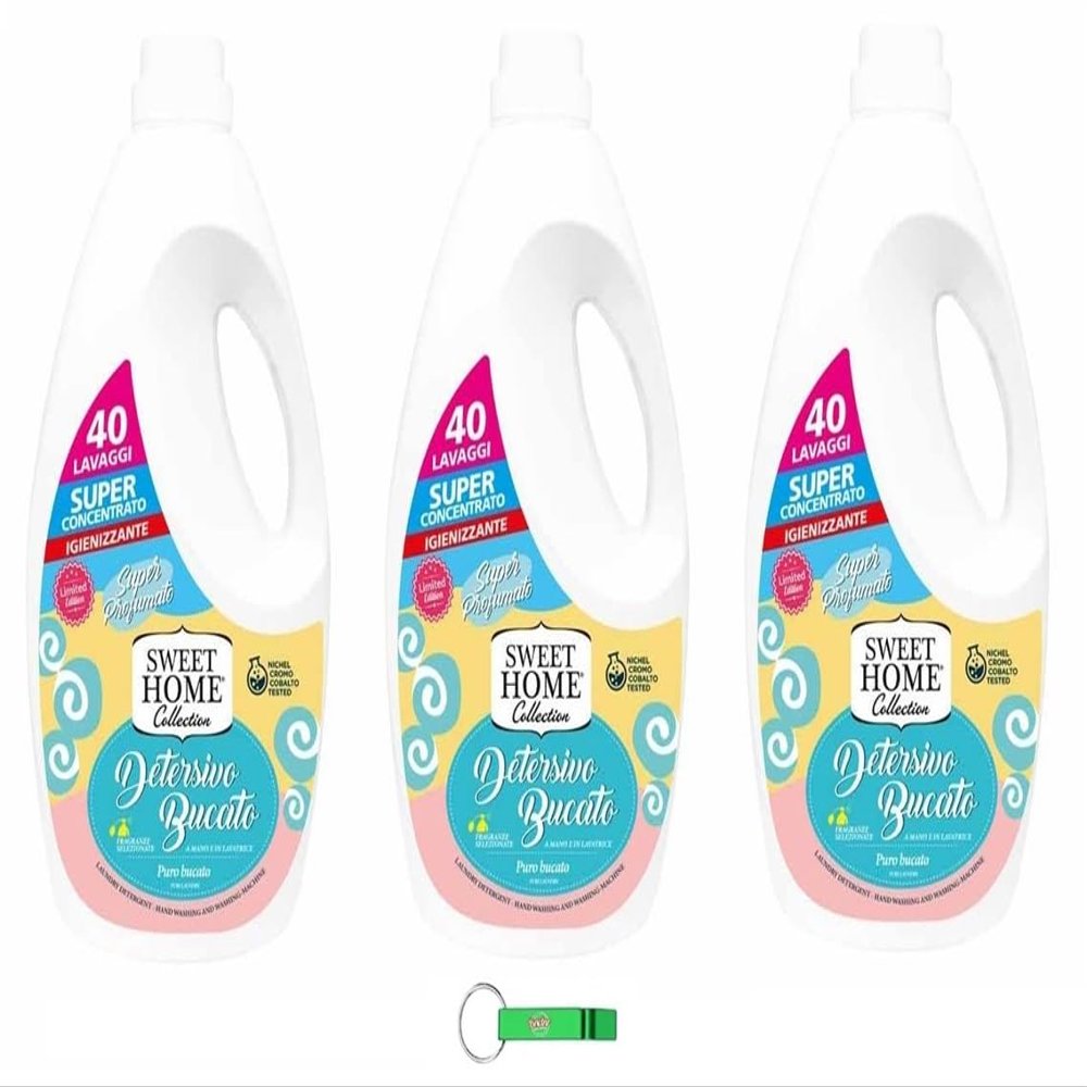 3x Sweet Home Pure Laundry Liquid Detergent, 40 Washes, 2,000 ml + Free Beni Culinari Keychain