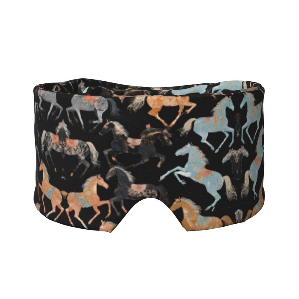 Sleep Mask with Ear Protection - Brown Horse Design