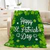 fifbird St. Patrick’s Day Throw Blanket for Babies and Toddlers, Small Green Shamrocks, Soft Plush Fleece view 1