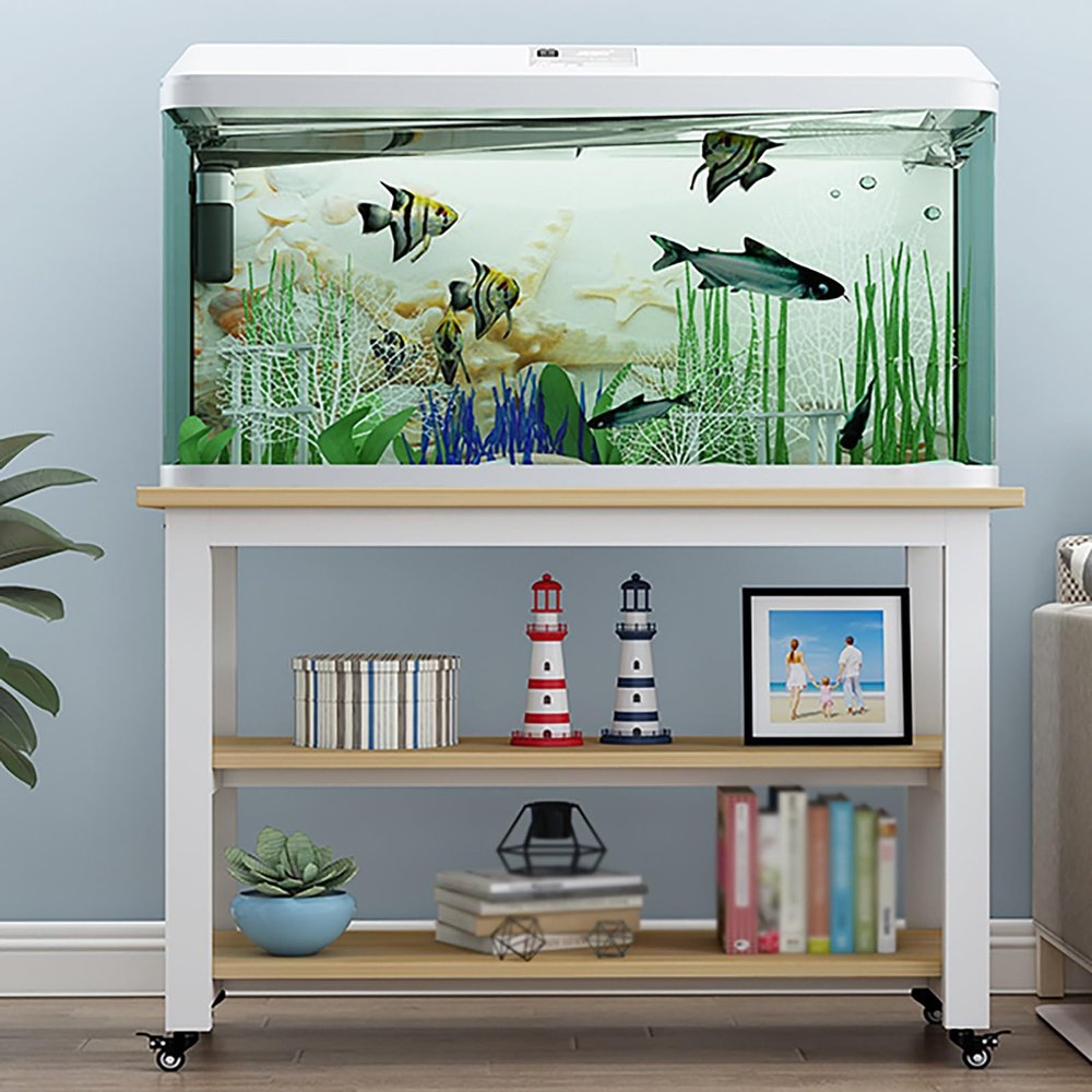 Aquarium Stand for 10–30 Gallon Tanks with Wheels, Steel Shelving Unit