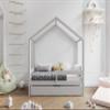 TIMBEE HUFIE Wooden Toddler Bed - House-Shaped with Rails - Scandinavian Style - Solid Natural Wood - with Drawer - Gray - 70 x 140 cm view 2